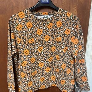 Pumpkin/Leopard Print Long Sleeve Shirt